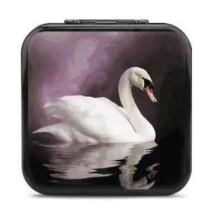QMNBTES White Swan Switch Game Case Switch Game Holder Cartridge Case Storage 24 Games & 2 Micro Sd Card Slots, Travel Carry Cases, Portable Games Card Storage, Hard Shell, Buckle Closure