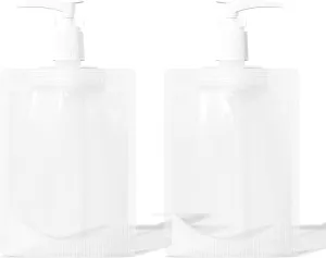 QQ Studio 50 Matte Translucent Kraft Toiletries Size Lotion, Body Wash, Shampoo, Conditioner Pump Bottle Stand Up Pouch for Traveling with White Lock (1.69 oz)