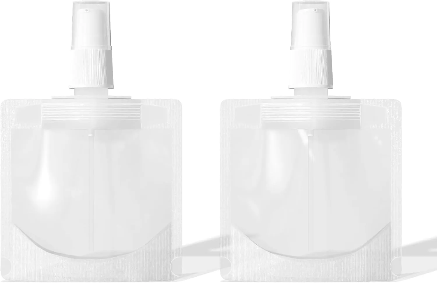 QQ Studio 50 Pcs Translucent Frost Refillable Serum Pump Bottle Travel Size Toiletries Stand Up Pouch for Beauty Skincare Makeup Foundation Product (1.01 oz)