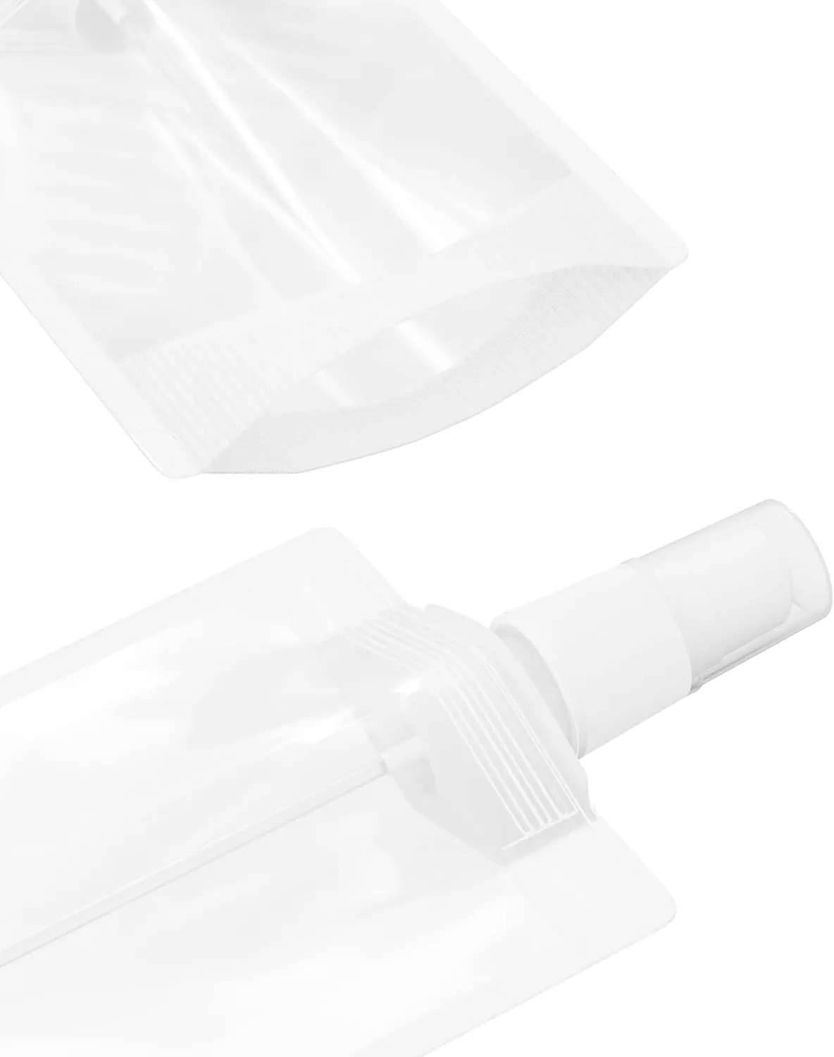 QQ Studio 50 Pcs Translucent Frost Refillable Serum Pump Bottle Travel Size Toiletries Stand Up Pouch for Beauty Skincare Makeup Foundation Product (1.01 oz)