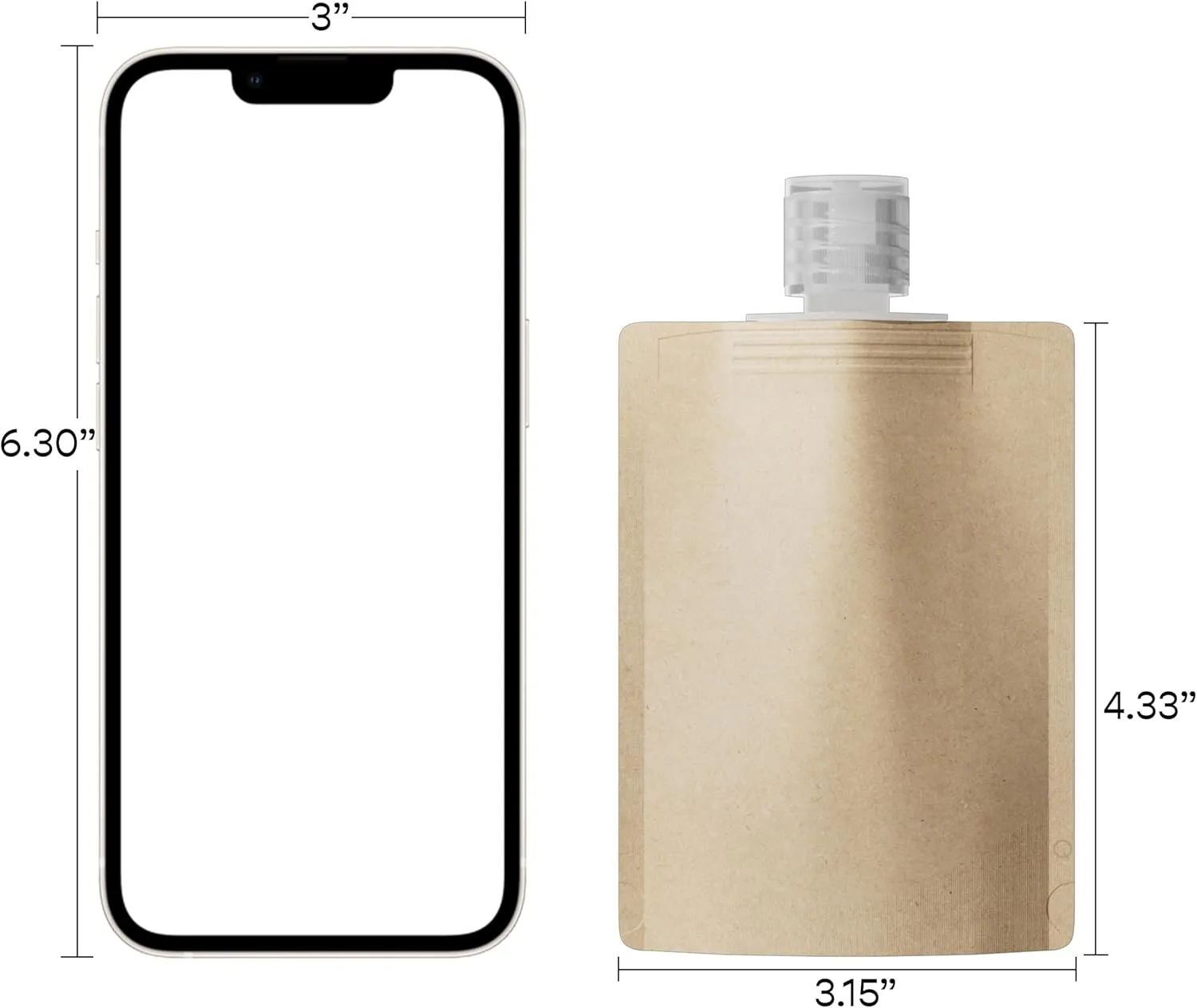 QQ Studio 50 Refillable Empty Travel Pouches for Toiletries Squeeze Pouch with Clear Flip Top Cap for Makeup, Gel, Cream, Moisturizer, Shampoo, Conditioner (Brown Kraft, 1.69 oz)