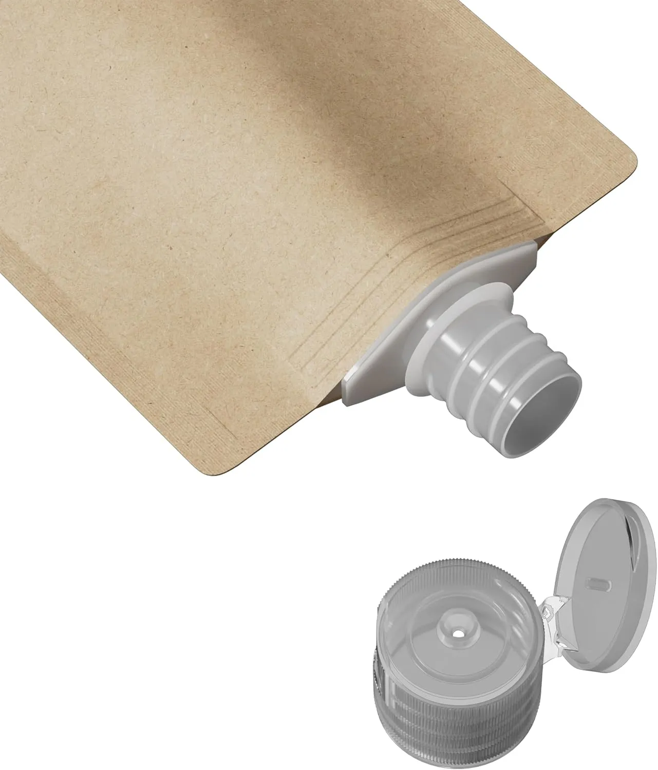 QQ Studio 50 Refillable Empty Travel Pouches for Toiletries Squeeze Pouch with Clear Flip Top Cap for Makeup, Gel, Cream, Moisturizer, Shampoo, Conditioner (Brown Kraft, 1.69 oz)