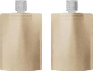 QQ Studio 50 Refillable Empty Travel Pouches for Toiletries Squeeze Pouch with Clear Flip Top Cap for Makeup, Gel, Cream, Moisturizer, Shampoo, Conditioner (Brown Kraft, 1.69 oz)