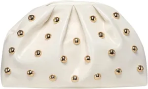 QWINEE Women's Elegant Studded Clutch Bag Magnet Ruched Bags Retro Vintage Evening Handbag