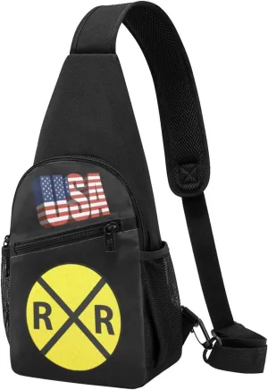 Railroad Crossing Sign，Fashion One-Shoulder Bag，Anti-Theft Crossbody Shoulder Chest Bag