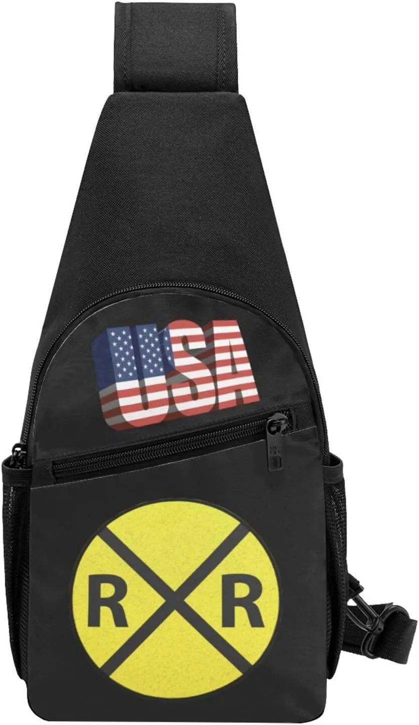 Railroad Crossing Sign，Fashion One-Shoulder Bag，Anti-Theft Crossbody Shoulder Chest Bag