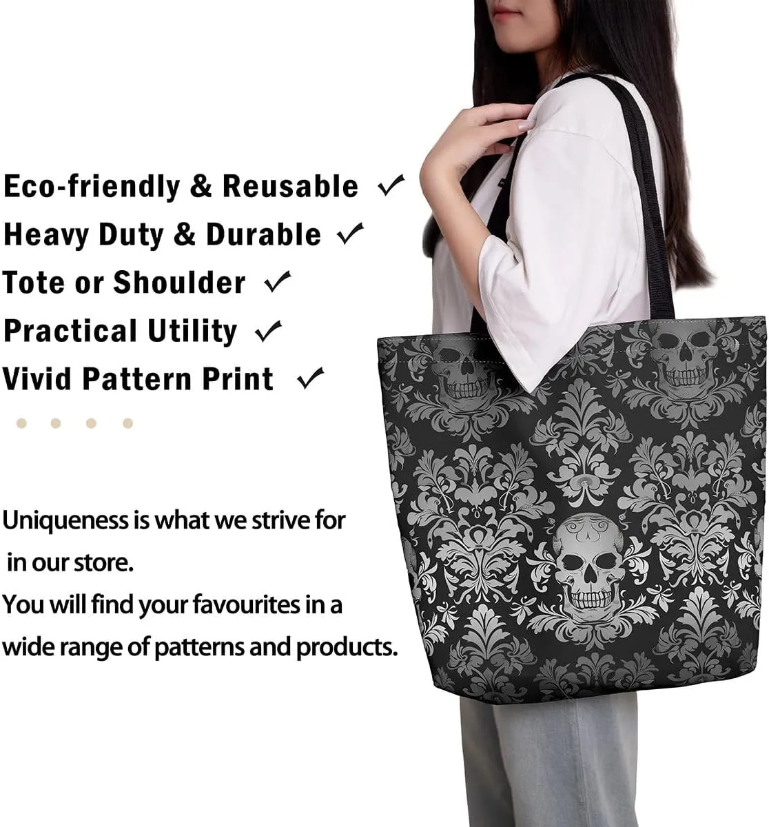 Rainbow Canvas Tote Bag for Women,Love Hearts Duffle Bag Colorful Cartoon Raindrop Reusable Grocery Shoulder Bag