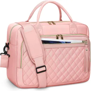 RAINSMORE Laptop Bag 17.3 Inch Briefcase for Women Waterproof Computer Messenger Shoulder Bags Large Laptop Case for Work Business Office Travel College, Pink