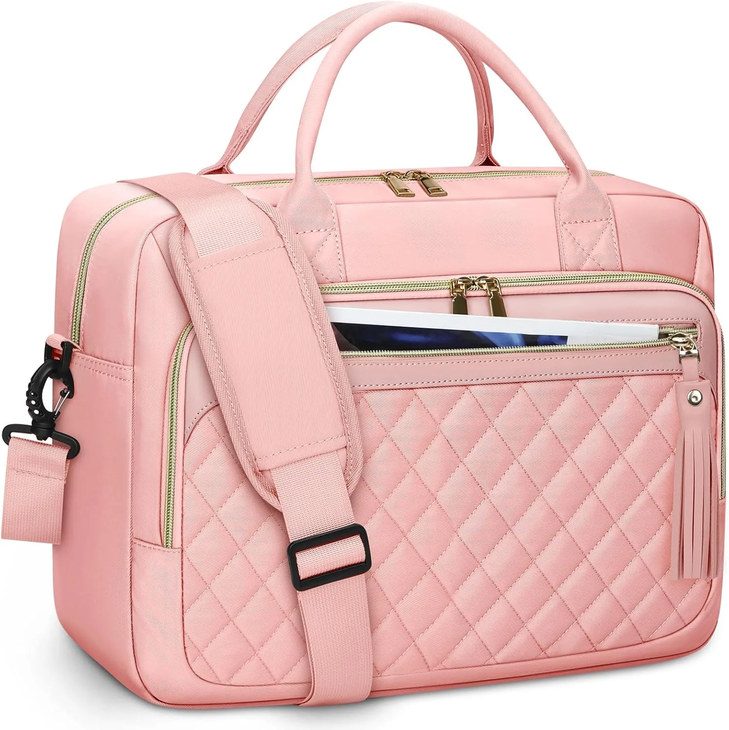 RAINSMORE Laptop Bag 17.3 Inch Briefcase for Women Waterproof Computer Messenger Shoulder Bags Large Laptop Case for Work Business Office Travel College, Pink