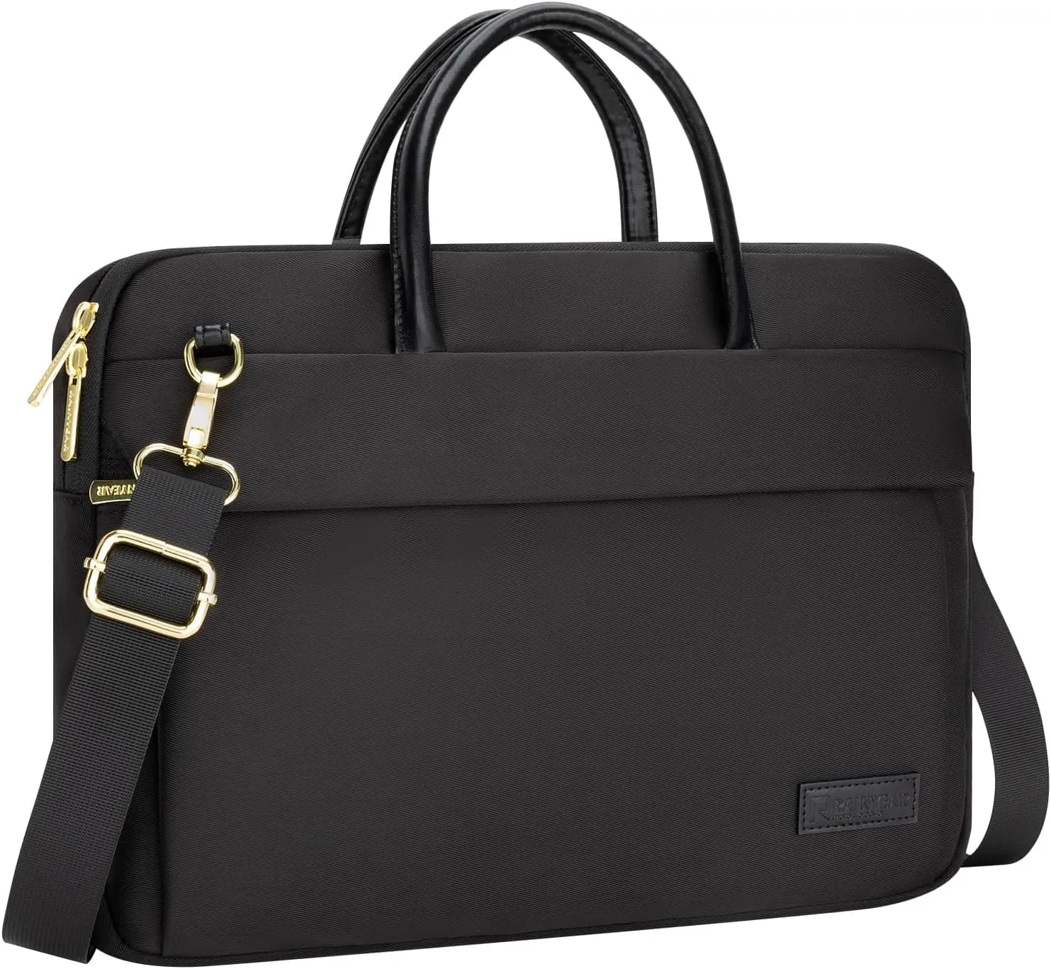 RAINYEAR 14 Inch Laptop Bag for Women, Protective Waterproof Large Capacity Computer Shoulder Bag Carrying Case with Handle for 13-14 Inch Notebook Computer Laptop, Black