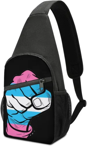 Raised Fist Transgender Flag Crossbody Bags for Women Men Sling Bag Bakpack Shoulder Bag Travel Hiking Daypack