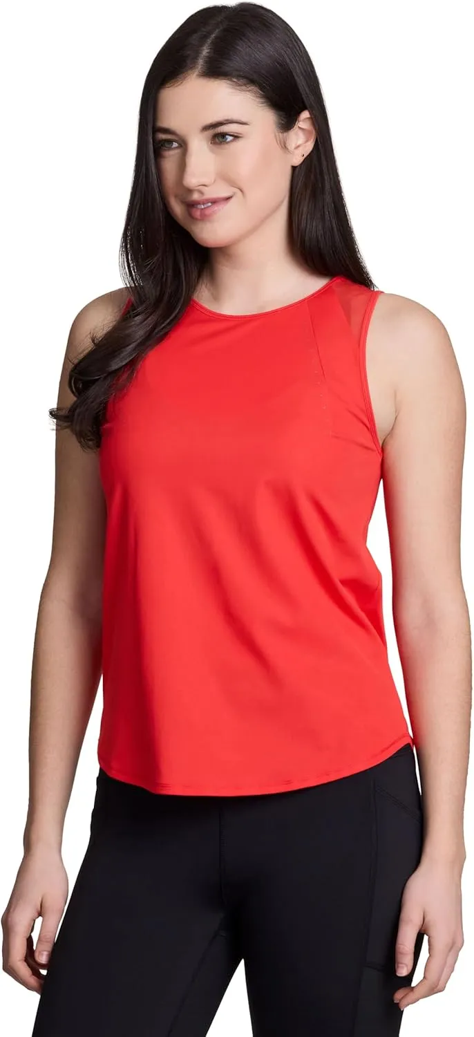 RBX Active Women's Workout Top with Breathable Mesh Panels, Quick Drying Gym Running Tank Top with Plus Sizes
