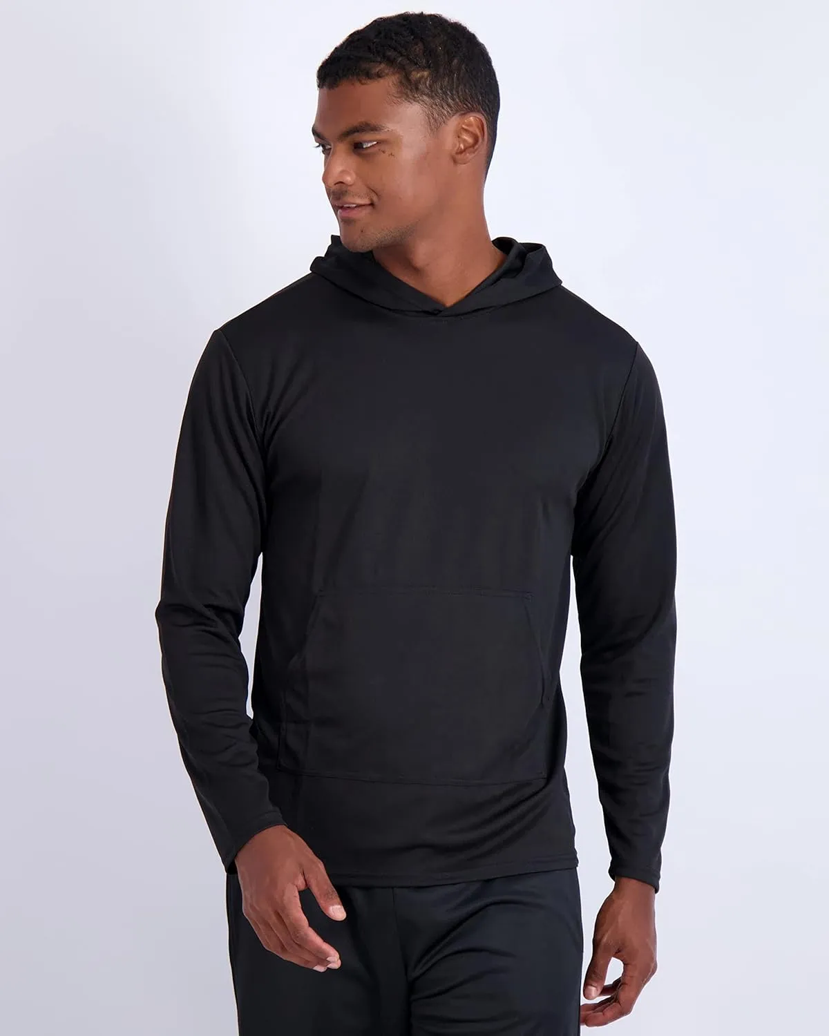 Real Essentials 3 Pack: Men's Mesh Long Sleeve Athletic Pullover Hoodie Sweatshirt Pockets UPF 50  (Available in Big & Tall)