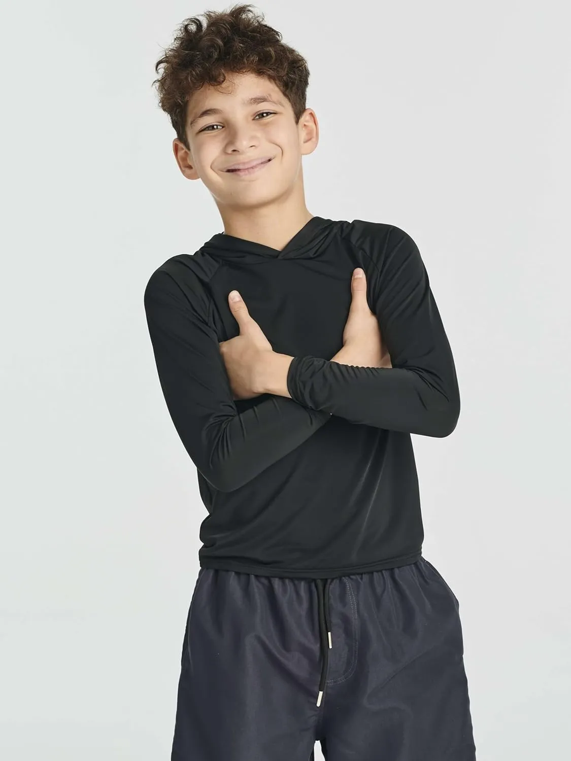 Real Essentials 3 Pack:Youth Rashguard Hoodie UPF UV Sun Protection Long Sleeve Swim Fishing Shirt - Boys & Girls (Ages 4-16)