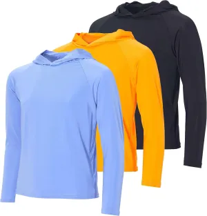Real Essentials 3 Pack:Youth Rashguard Hoodie UPF UV Sun Protection Long Sleeve Swim Fishing Shirt - Boys & Girls (Ages 4-16)