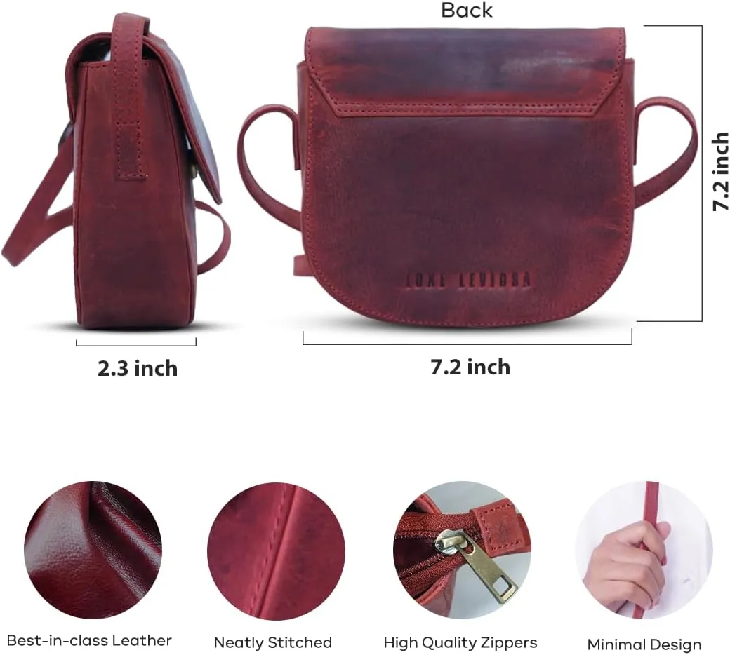 Real Leather Crossbody Bags for Women,Small Saddle Cross Body Sling Purse and Cross Over Handbags