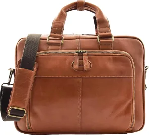 Real Leather Laptop Bag Briefcase Cross Body Shoulder Bag HL341 Tan