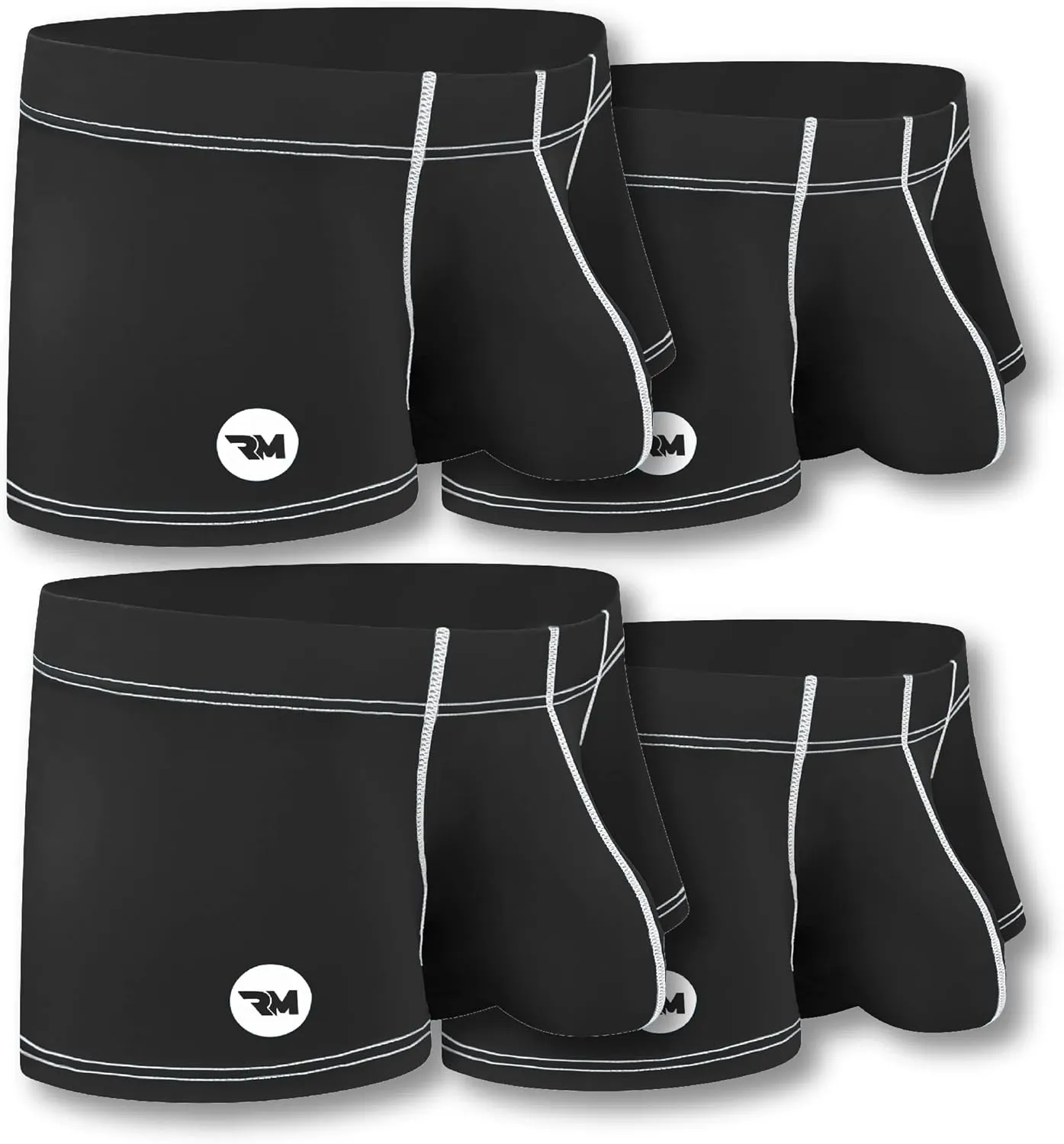 Real Men Bulge Enhancing Pouch Underwear for Men – 1 or 4 Pack Nylon 3 Inches- Ice Silk Mens Boxer Briefs ABCD Pouches XS-5XL