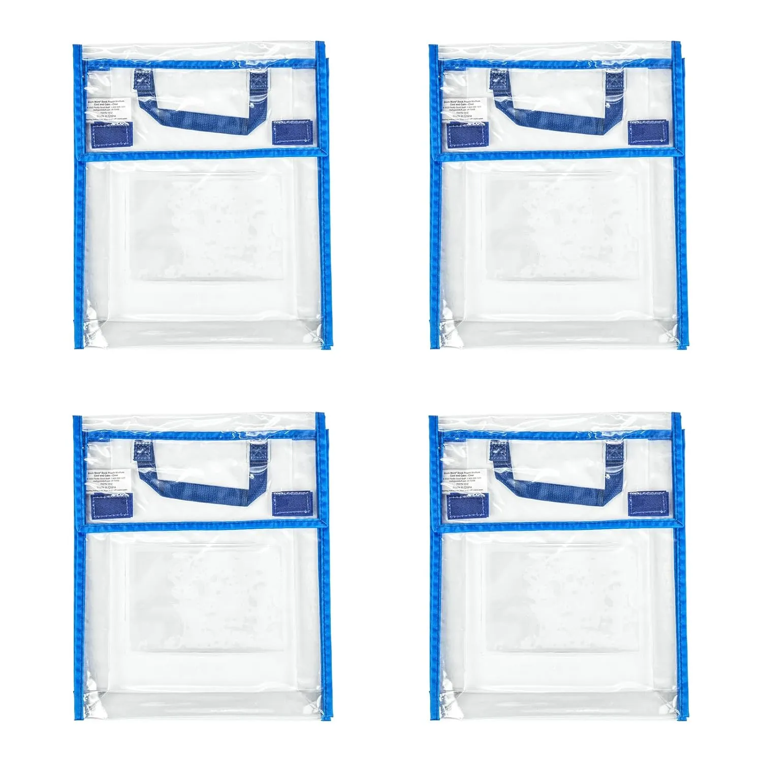 Really Good Stuff Store More Medium Clear Book Pouch Cool and Calm - 4 Pack