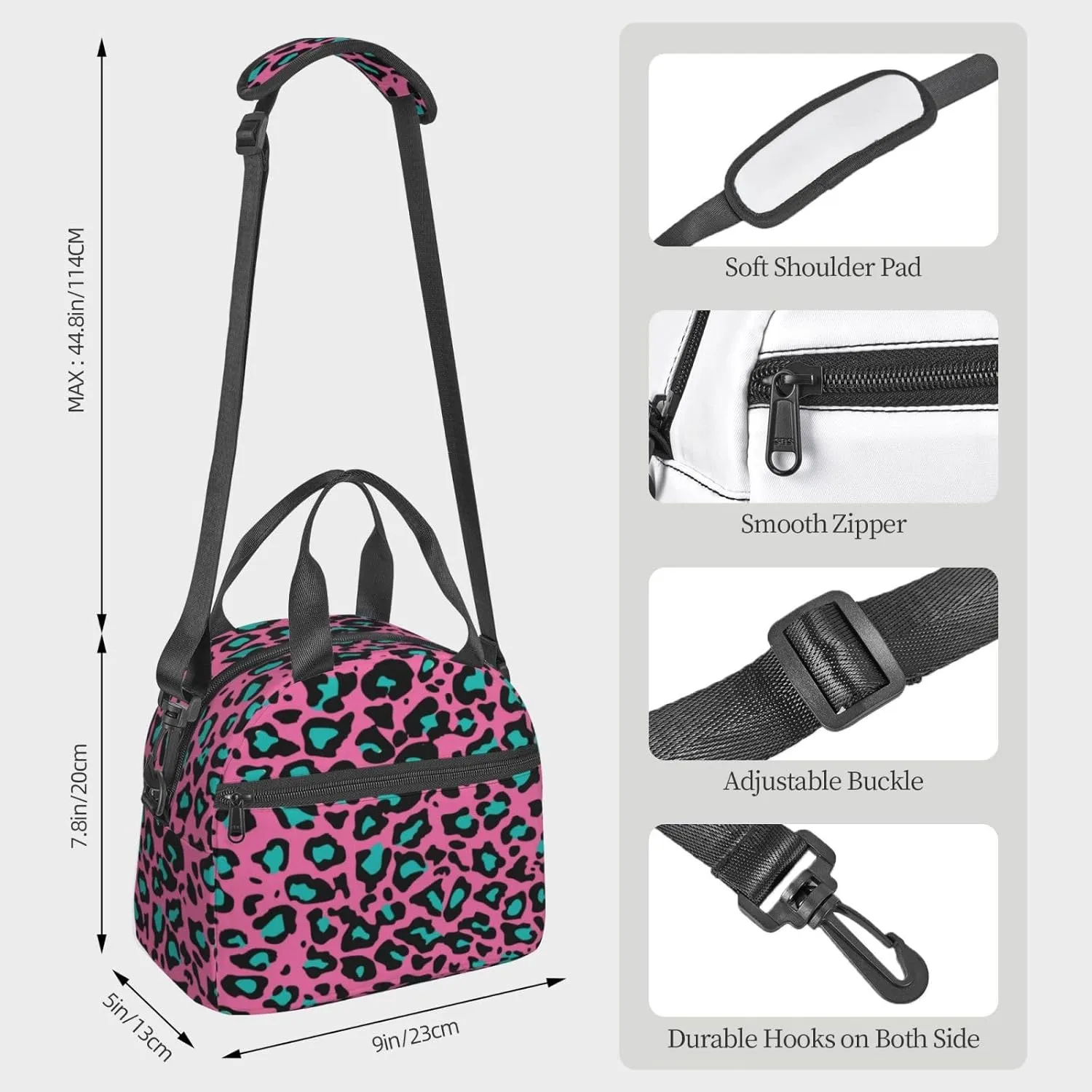 Record,Insulated Lunch Bag for Women/Men,Blues Genre Elements Guitar,Reusable Leakproof Cooler Tote Bag Organizer with Adjustable Shoulder Strap for Adult,Blue