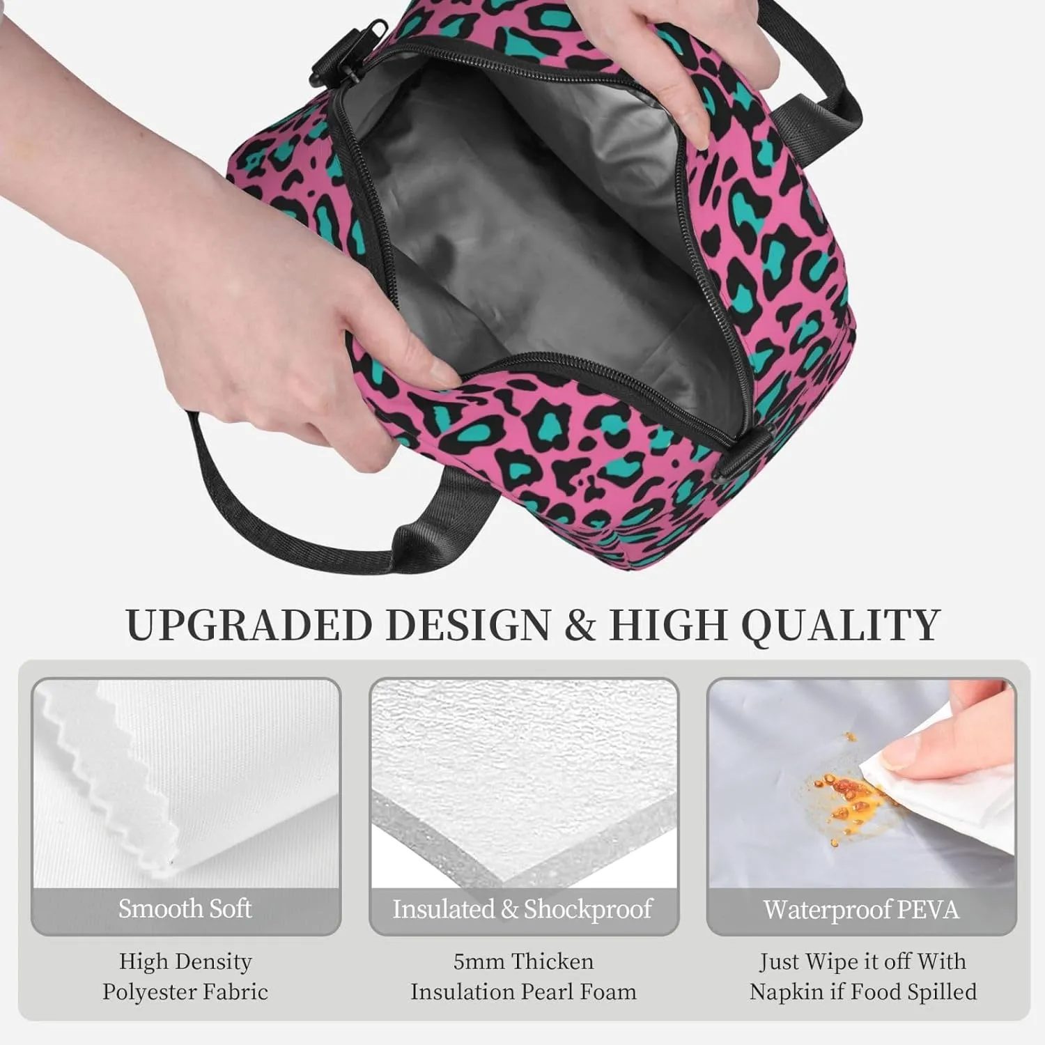 Record,Insulated Lunch Bag for Women/Men,Blues Genre Elements Guitar,Reusable Leakproof Cooler Tote Bag Organizer with Adjustable Shoulder Strap for Adult,Blue