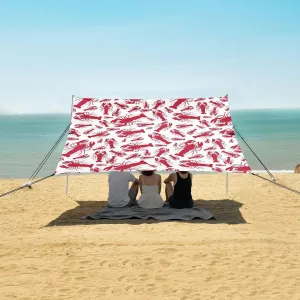 Red Lobster Beach Camping Tent Sun Shelter for Whole Family, Summer Beach Shade Canopy with UPF50  UV Protection,Easy Set Up and Carry,Outdoor Shade for Trips, Fishing, Backyard Fun Picnics