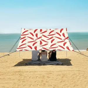 Red Peppers Beach Canopy Tent Anti-UV & Wind Resistant, Green Camping Sun Shelter Easy Setup Portable,Outdoor Shade Tents with Sandbags,Sand Shovels,Ground Pegs & Stability Poles