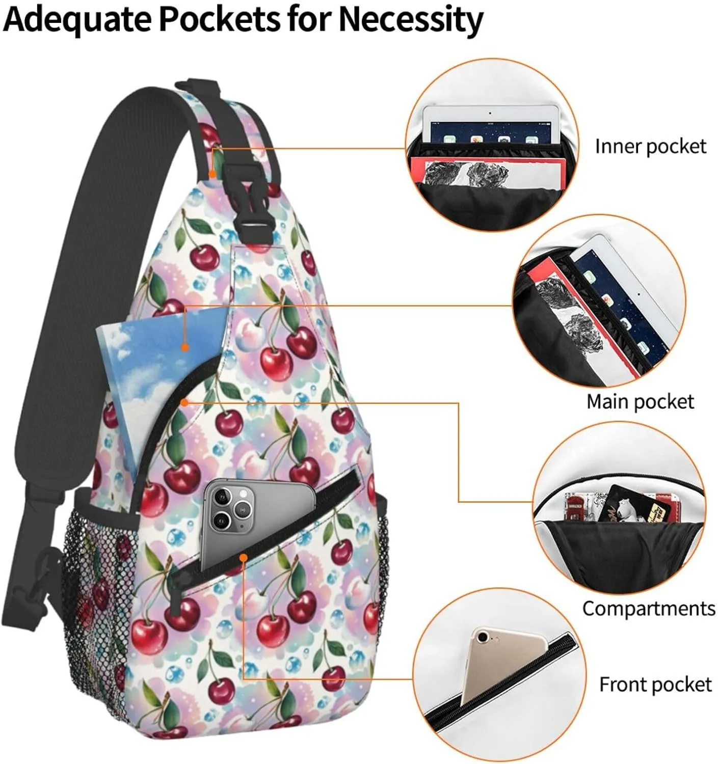 Refreshing Mint Leaves Crossbody Bags Cross Chest Bag Adjustable Sling Backpack for Women Men