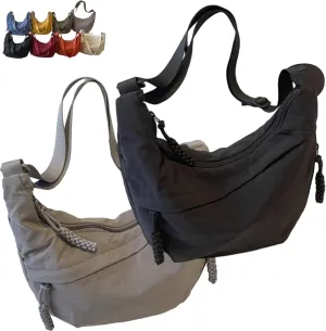 Regularlyk Crossbody Bag, 2025 New Plain Color Nylon Crescent Crossbody Bag for Women, Large Capacity