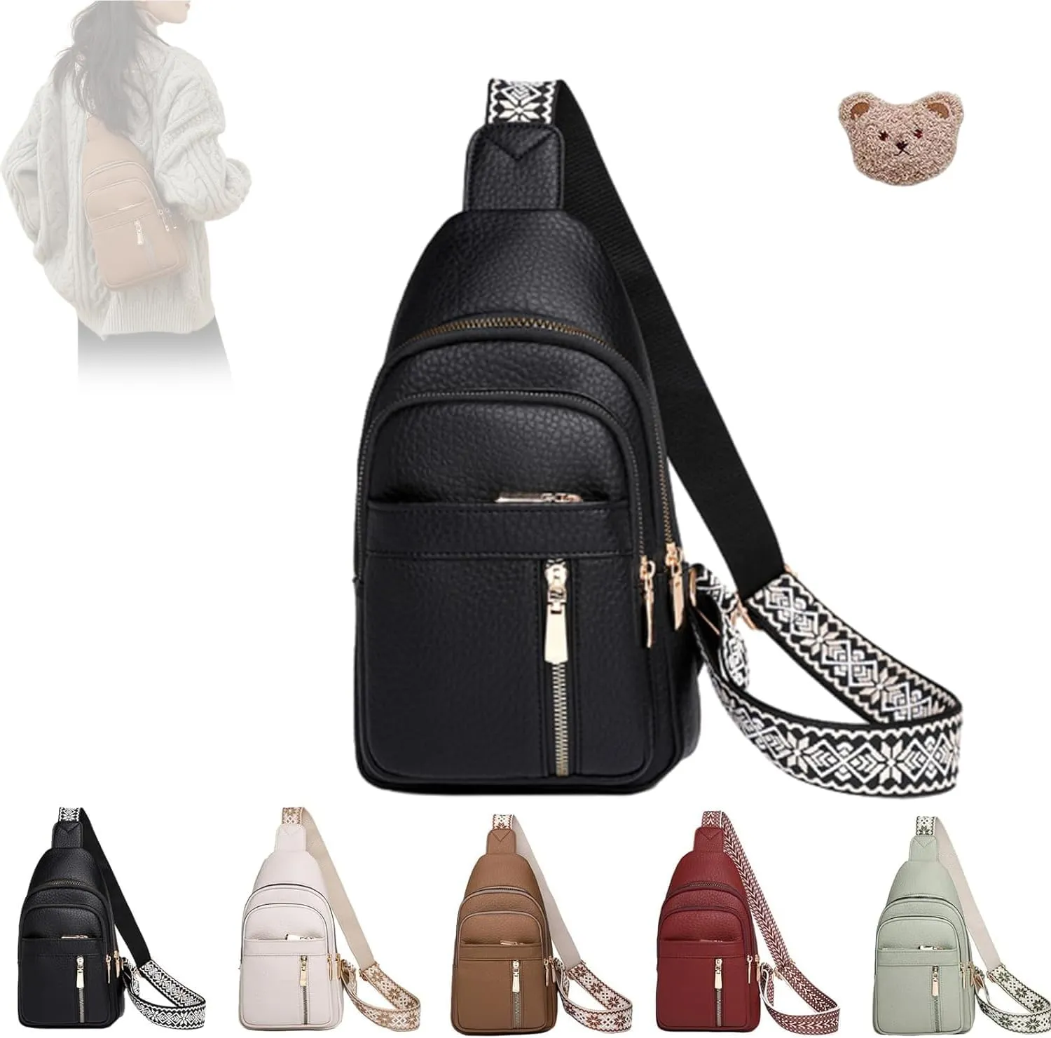 Relevantk Crossbody Leather Bag,Relevantk Purses Crossbody,Anti-Theft Solid Color Crossbody Bag for Daily Travel
