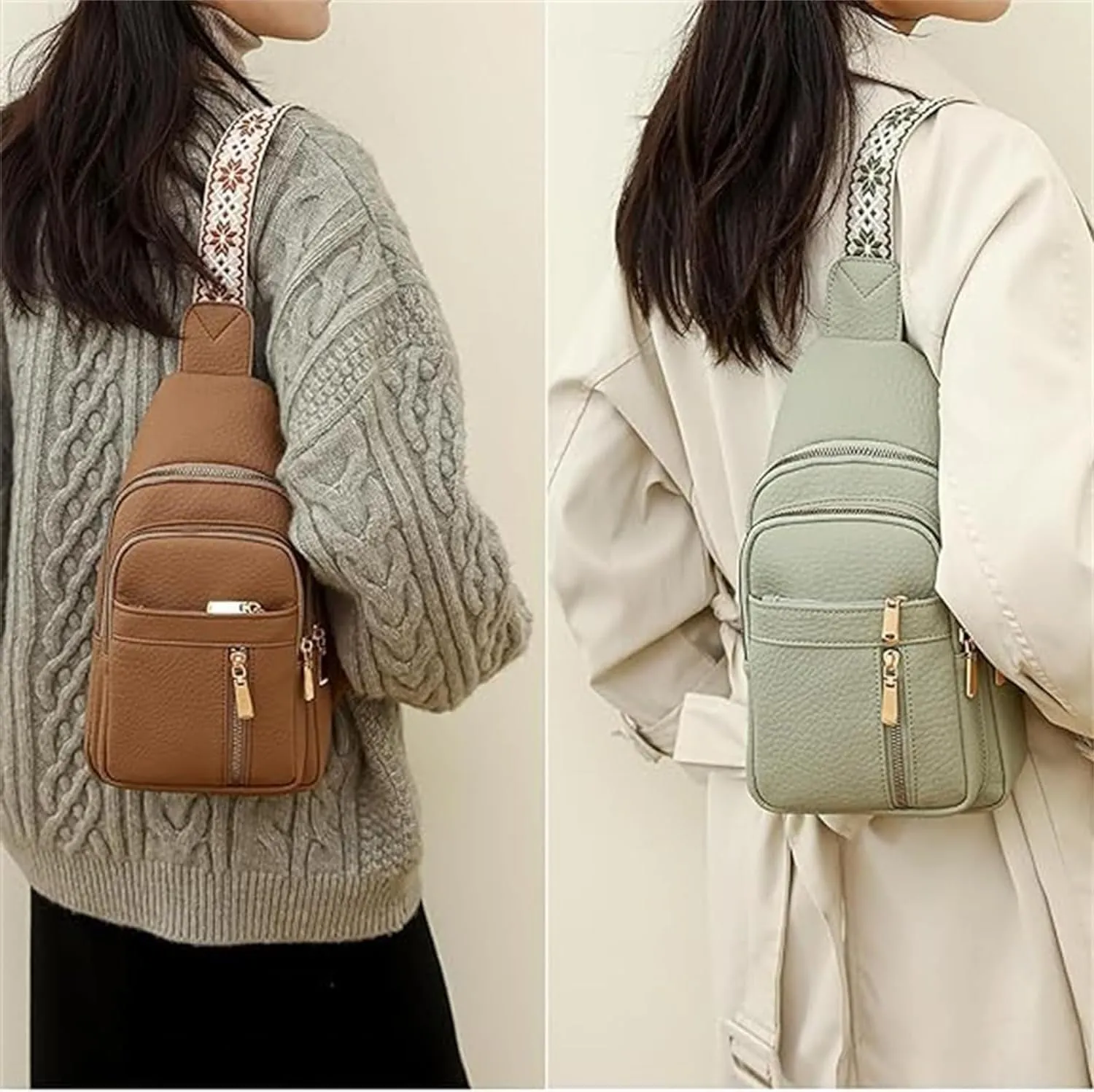 Relevantk Crossbody Leather Bag,Relevantk Purses Crossbody,Anti-Theft Solid Color Crossbody Bag for Daily Travel