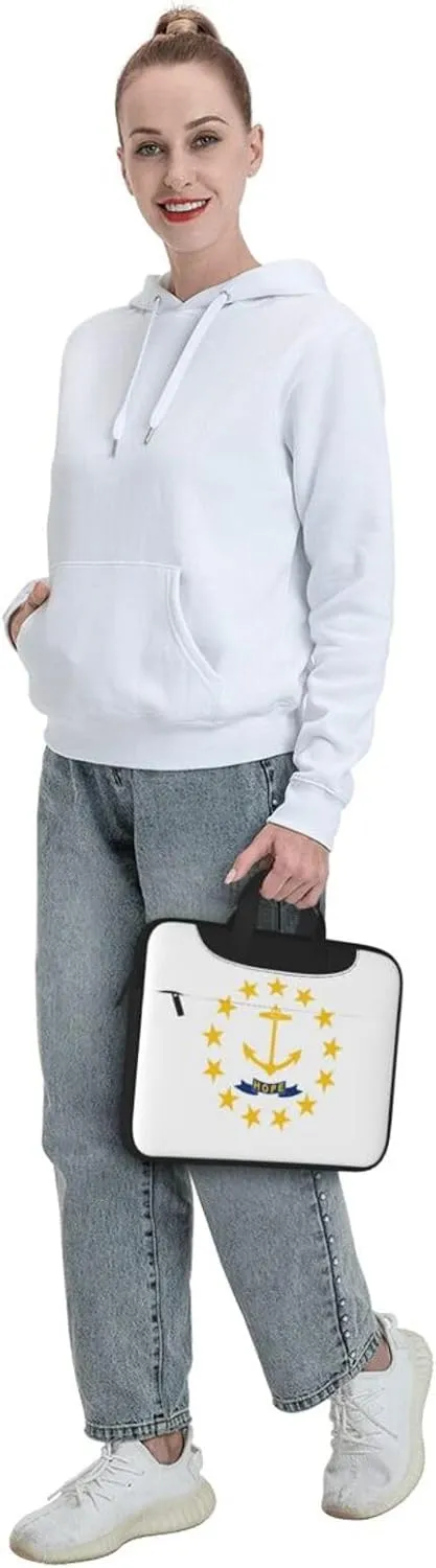 Rhode Island State Flag Print Laptop Adjustable Shoulder Strap With Handle Accessory Pocket For Men Women
