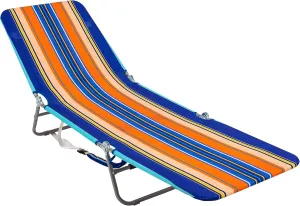 Rio Brands Portable Folding Backpack Beach Lounge Chair with Backpack Straps and Storage Pouch, Color Multi Stripe