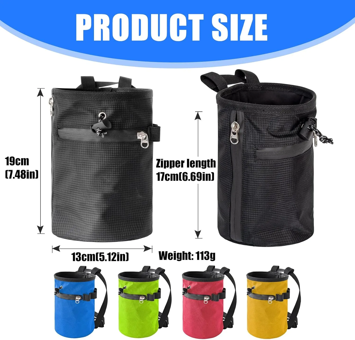 Rock Climbing Chalk Bag With Brush Magnesia Pouches Bouldering Chalk Bucket Storage Bag For Weight Liftings Climbing