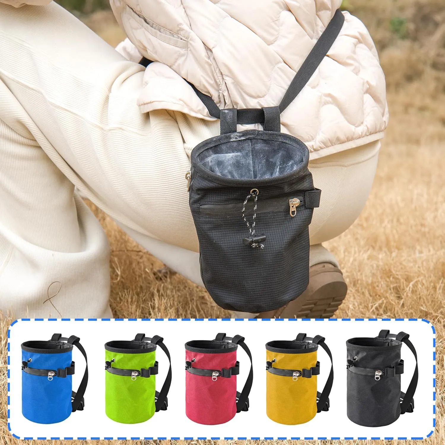 Rock Climbing Chalk Bag With Brush Magnesia Pouches Bouldering Chalk Bucket Storage Bag For Weight Liftings Climbing