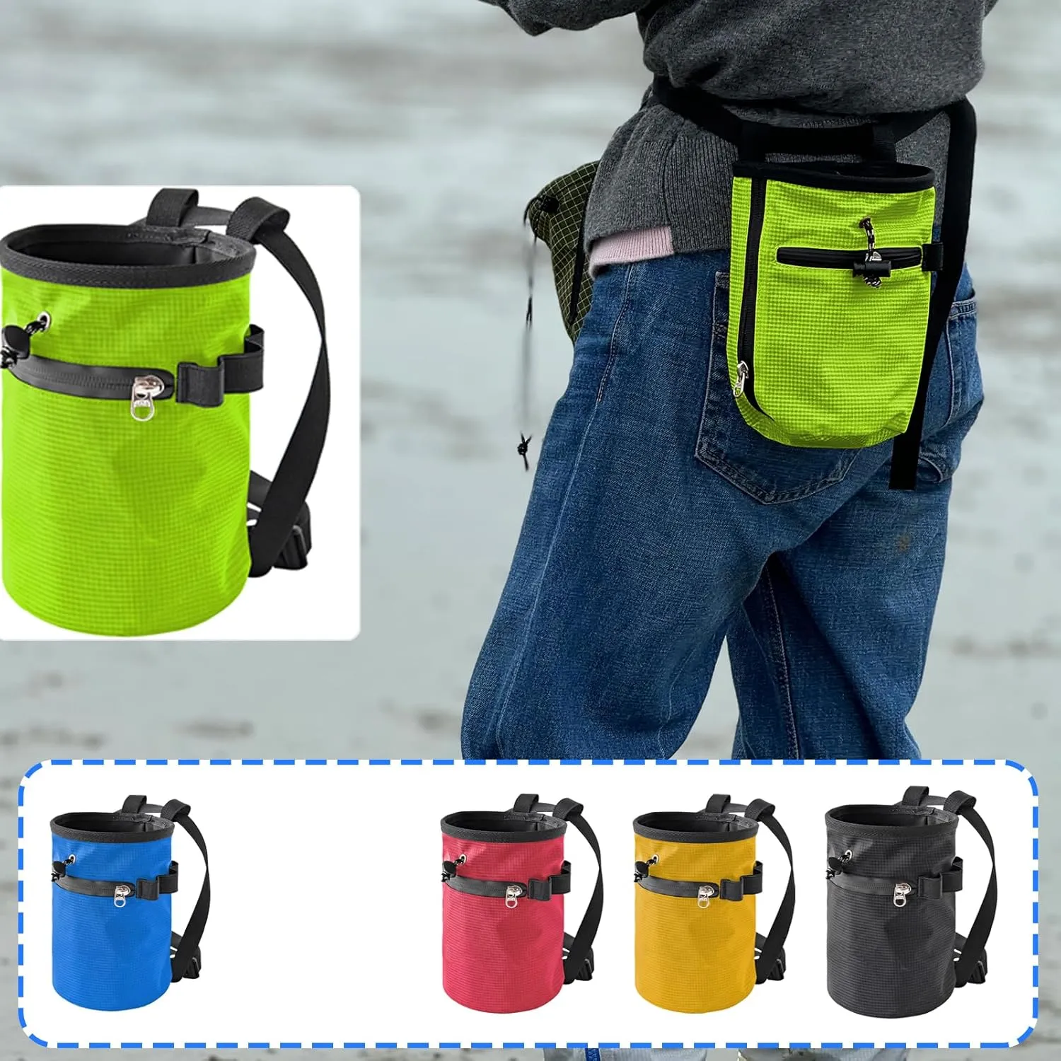 Rock Climbing Chalk Bag With Brush Magnesia Pouches Bouldering Chalk Bucket Storage Bag For Weight Liftings Climbing