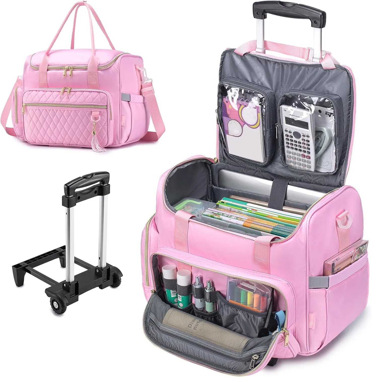 Rolling Laptop Bag 17.3 Inch 3 IN 1 Rolling Briefcase for Women Waterproof Teacher Tote Bag With Wheels