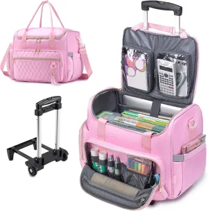 Rolling Laptop Bag 17.3 Inch 3 IN 1 Rolling Briefcase for Women Waterproof Teacher Tote Bag With Wheels