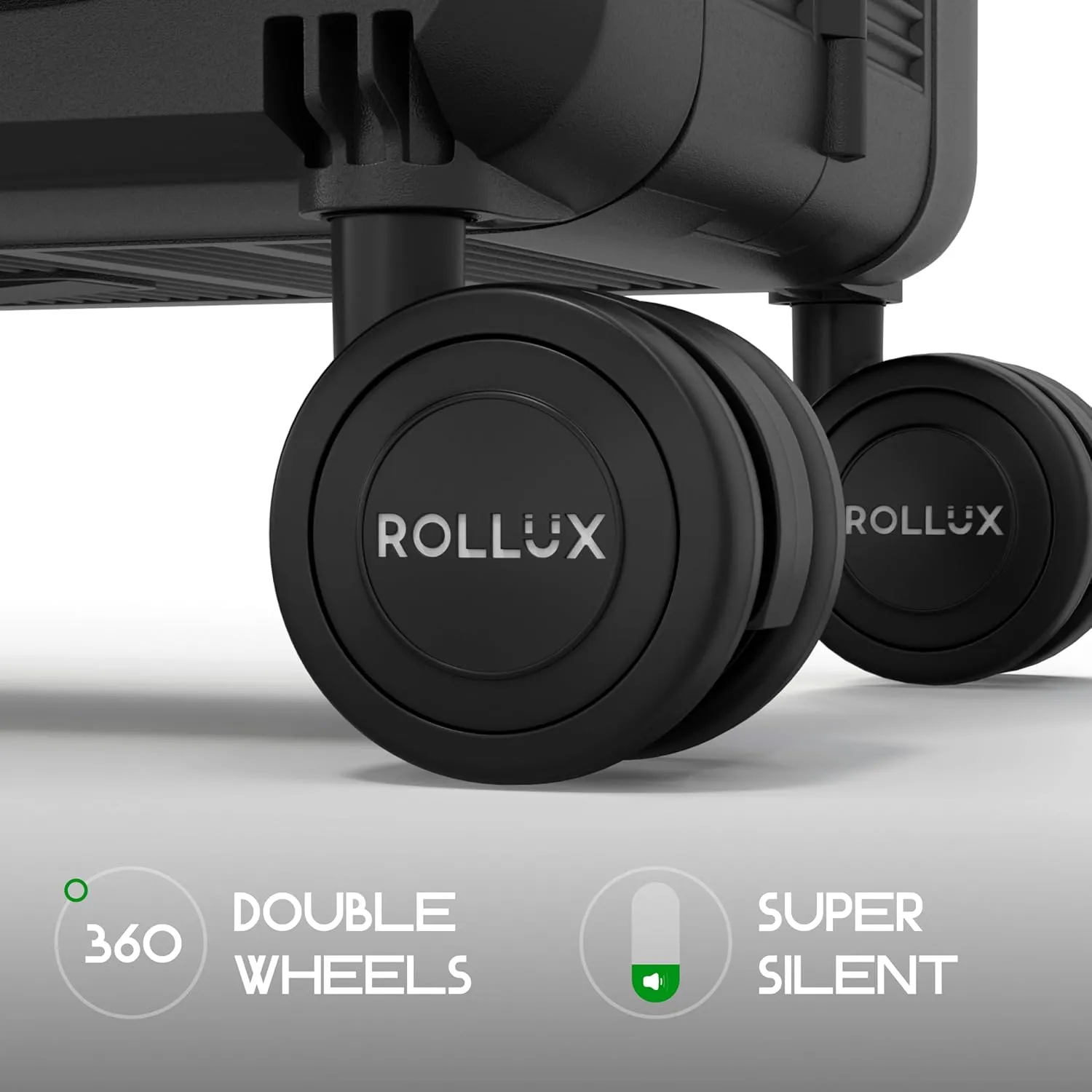 Rollux Collapsible Suitcase with Wheels, Water and Impact Resistant Hard Shell Luggage with Silent Double Spinner Wheels, 24 Inch Luggage with TSA Lock, [24 inch] – Black