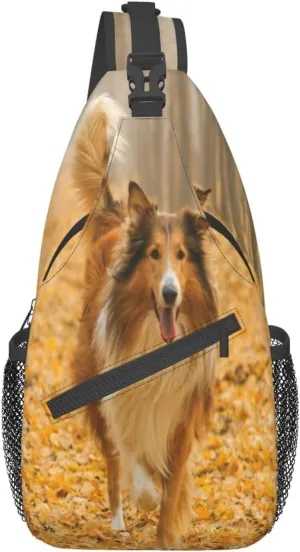 Rough Collie Dog Sling Backpack Chest Bag Fashion Crossbody Shoulder Bags Casual Daypack For Men Women