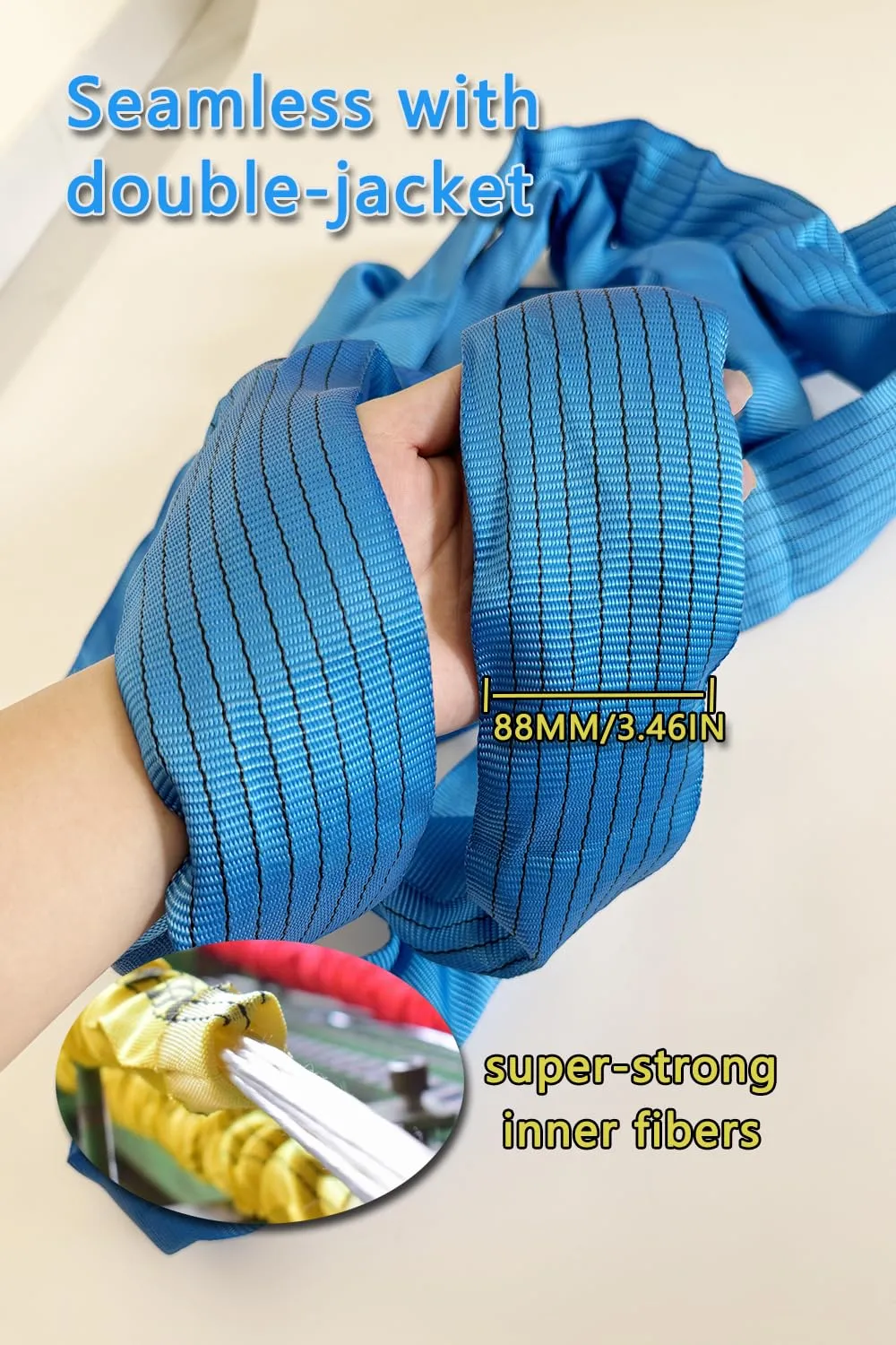 Round Sling 17636lb 10FT Sling Strap Rigging Polyester Endless Lift Sling for Hoist Heavy Duty Objects Heavy Duty Poly Lifting Sling Polyester Endless Round Sling【8T-3M】