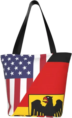 Rqwaaed America Germany Friendship Flag Women'S Casual One Shoulder Carry Shopping Bag Large Capacity Working Storage Handbag