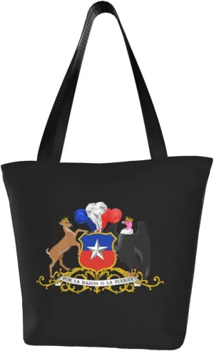 Rqwaaed Coat of Arms Chile Women'S Casual One Shoulder Carry Shopping Bag Large Capacity Working Storage Handbag