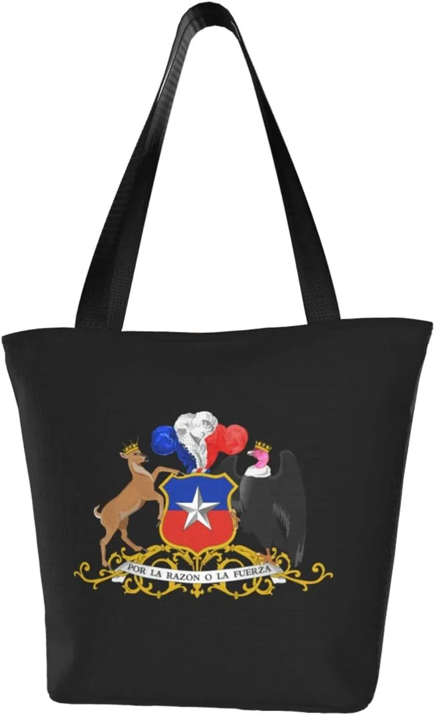 Rqwaaed Coat of Arms Chile Women'S Casual One Shoulder Carry Shopping Bag Large Capacity Working Storage Handbag