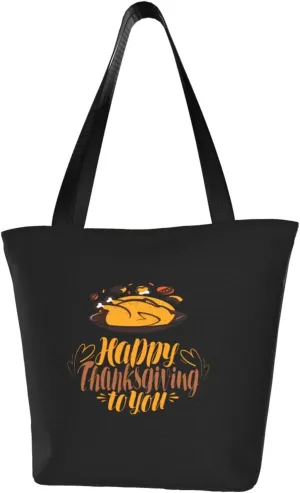Rqwaaed Gobble Till You Wobble Women'S Casual One Shoulder Carry Shopping Bag Large Capacity Working Storage Handbag