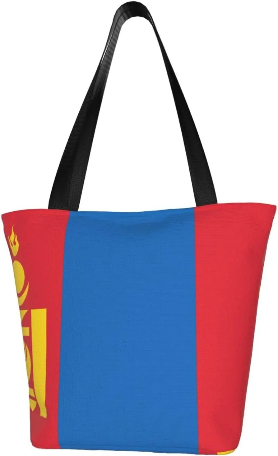 Rqwaaed Mongolia Flag Women'S Casual One Shoulder Carry Shopping Bag Large Capacity Working Storage Handbag