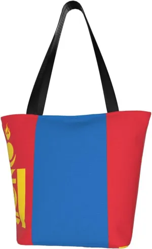 Rqwaaed Mongolia Flag Women'S Casual One Shoulder Carry Shopping Bag Large Capacity Working Storage Handbag