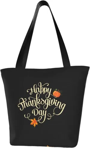 Rqwaaed Welcome Fall Hello Thanksgiving Day Women'S Casual One Shoulder Carry Shopping Bag Large Capacity Working Storage Handbag