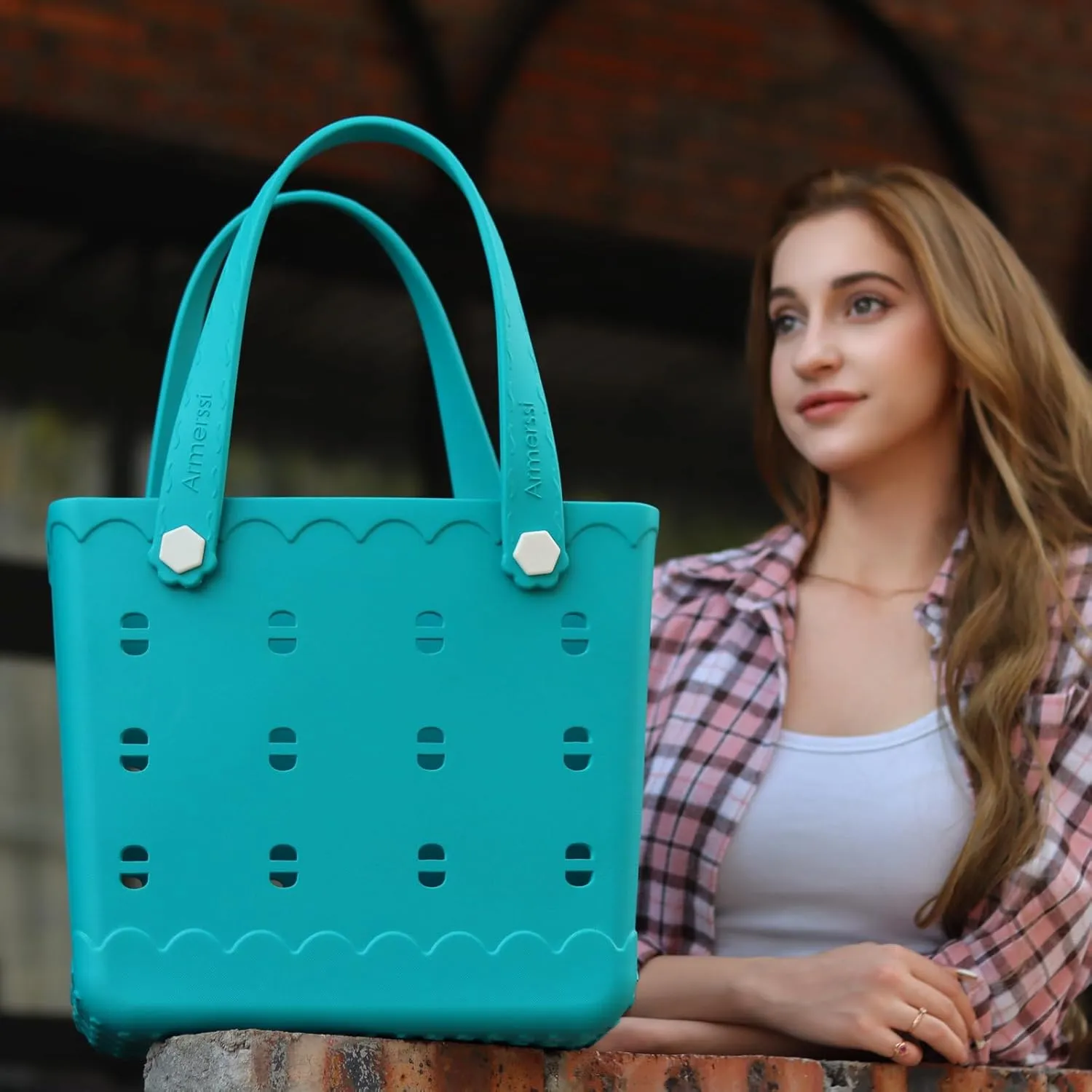 Rubber Beach Tote Bag Waterproof Tip-Proof Outdoor Tote Bag for the Beach Boat Pool Sports