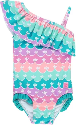 RuffleButts Mermaid One Shoulder Ruffle One Piece - 3T